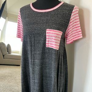 XS lularoe short pink and grey Easter dress with pocket